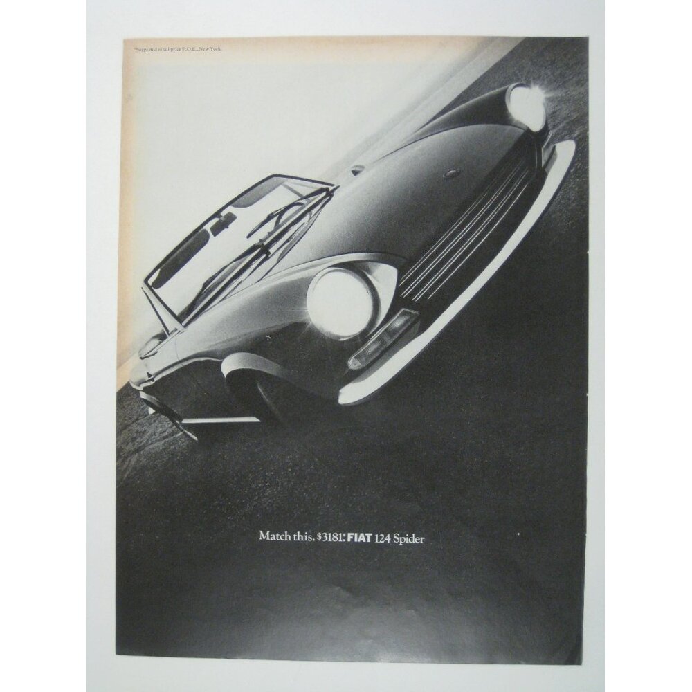 Vintage 1970s Fiat 124 Spider Original Print Ad Sports Car MOD AD